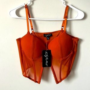 Burnt Orange Say What? Large Corset Brand New w. Tags